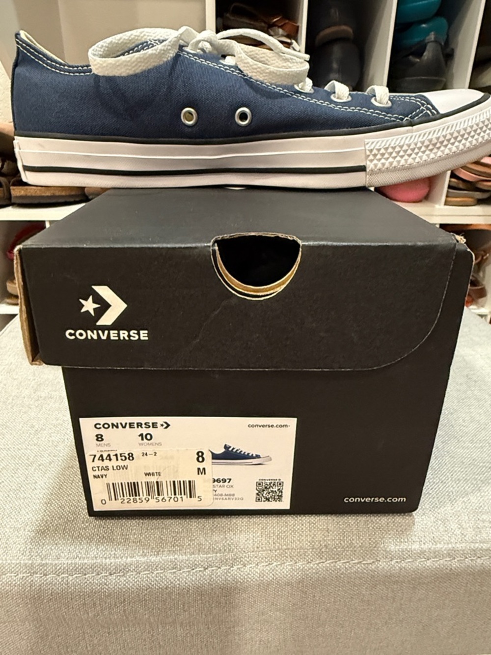 Converse Navy and White Low-Top Canvas Sneaker - Picture 2 of 5